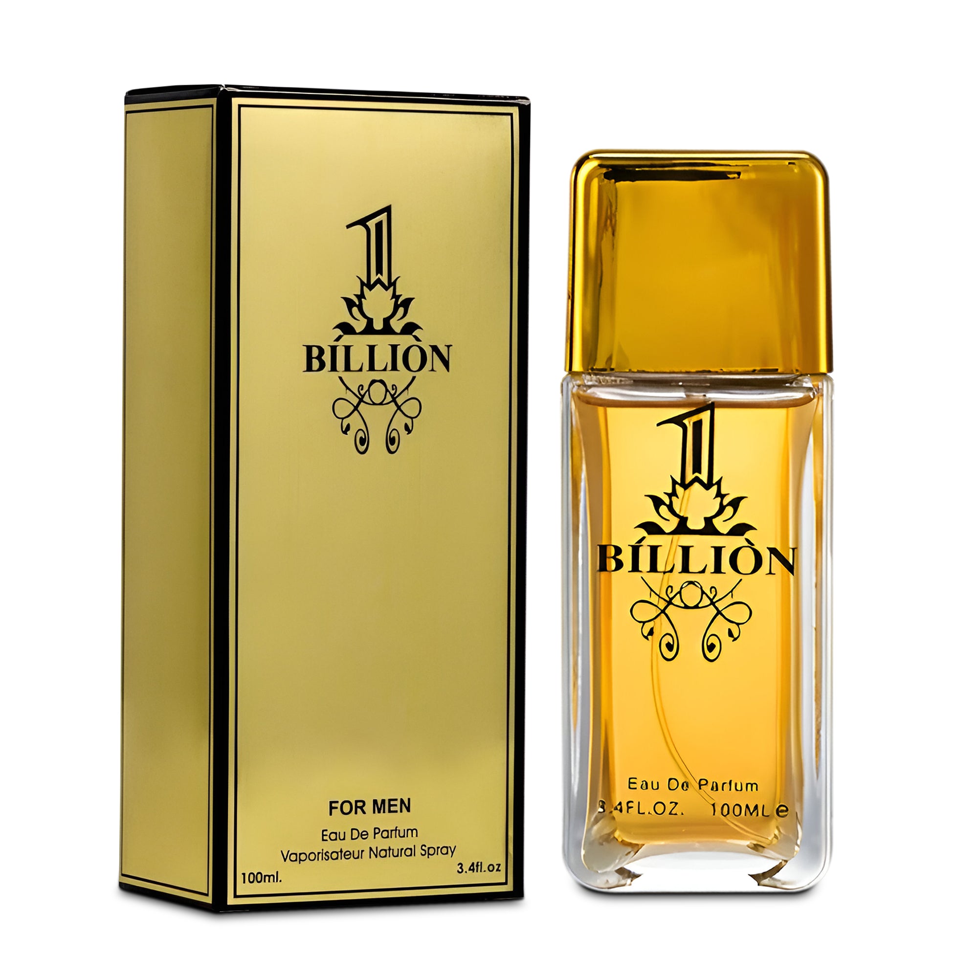 1 Billion Eau de Toilette - Long Lasting Designer Fragrance for Men with Mandarin, Cinnamon & Amber - Luxury Men's Perfume Spray