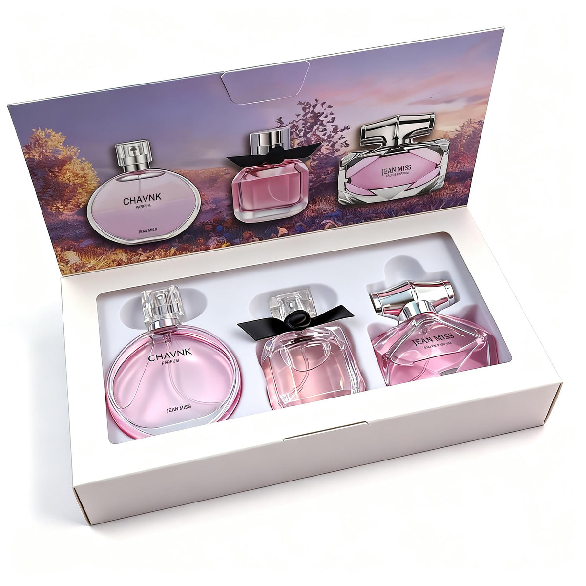 Scenting The Light Of Love 3-Piece Women’s Perfume Gift Set – Elegant Fragrance Collection, Lovely Pink Bottle Design, A Romantic Fragrance Gift for Every Special Moment.