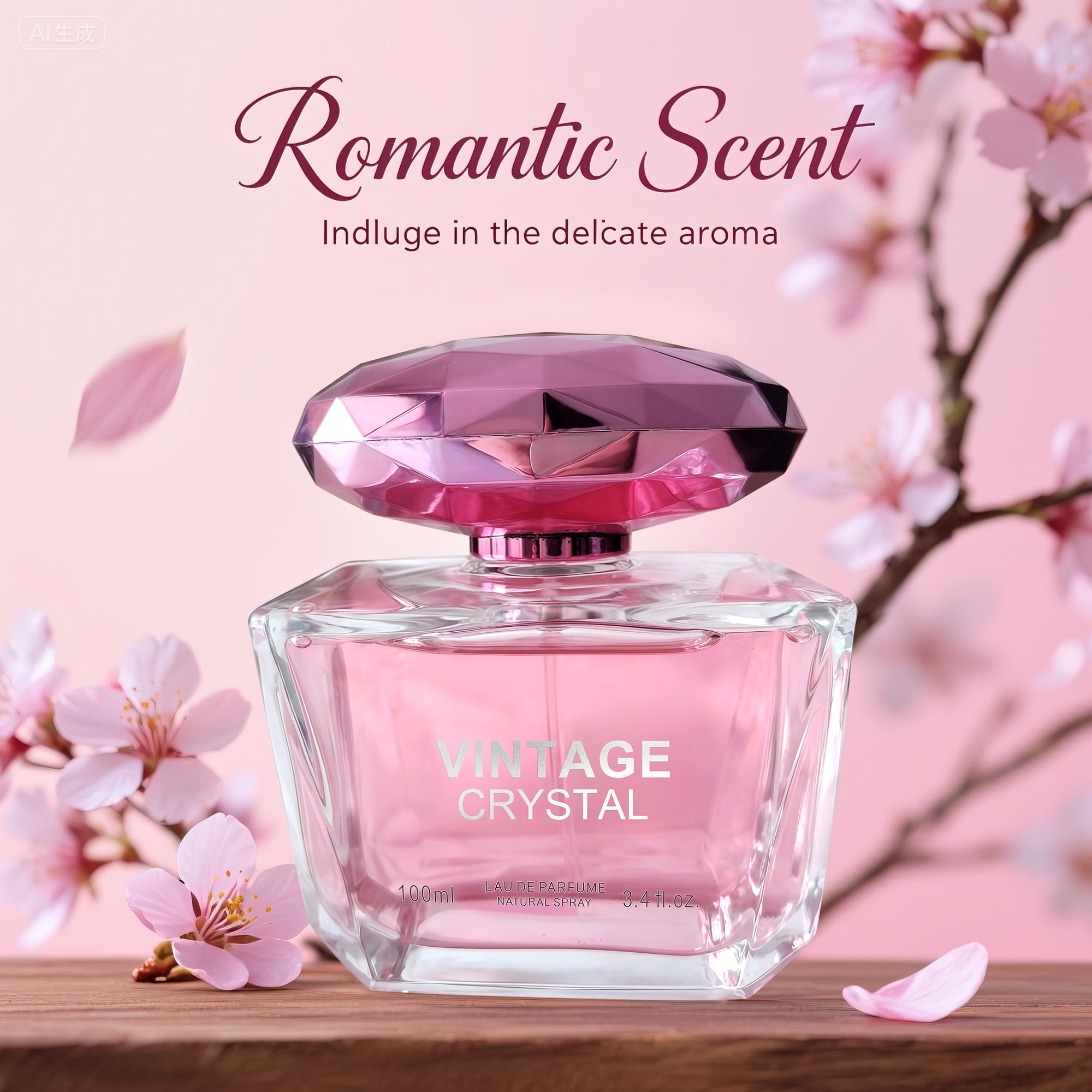 Vintage Crystal Women Perfume 3.4Fl Oz Eau De Parfum With Amber, Musk and Red Woods Notes