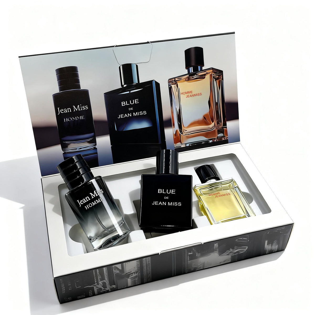 Jean Miss Black Luxury Men's Fragrance Gift Set, 3-Piece Perfume Collection with Fruity, Woody, Vanilla & Musk Notes.