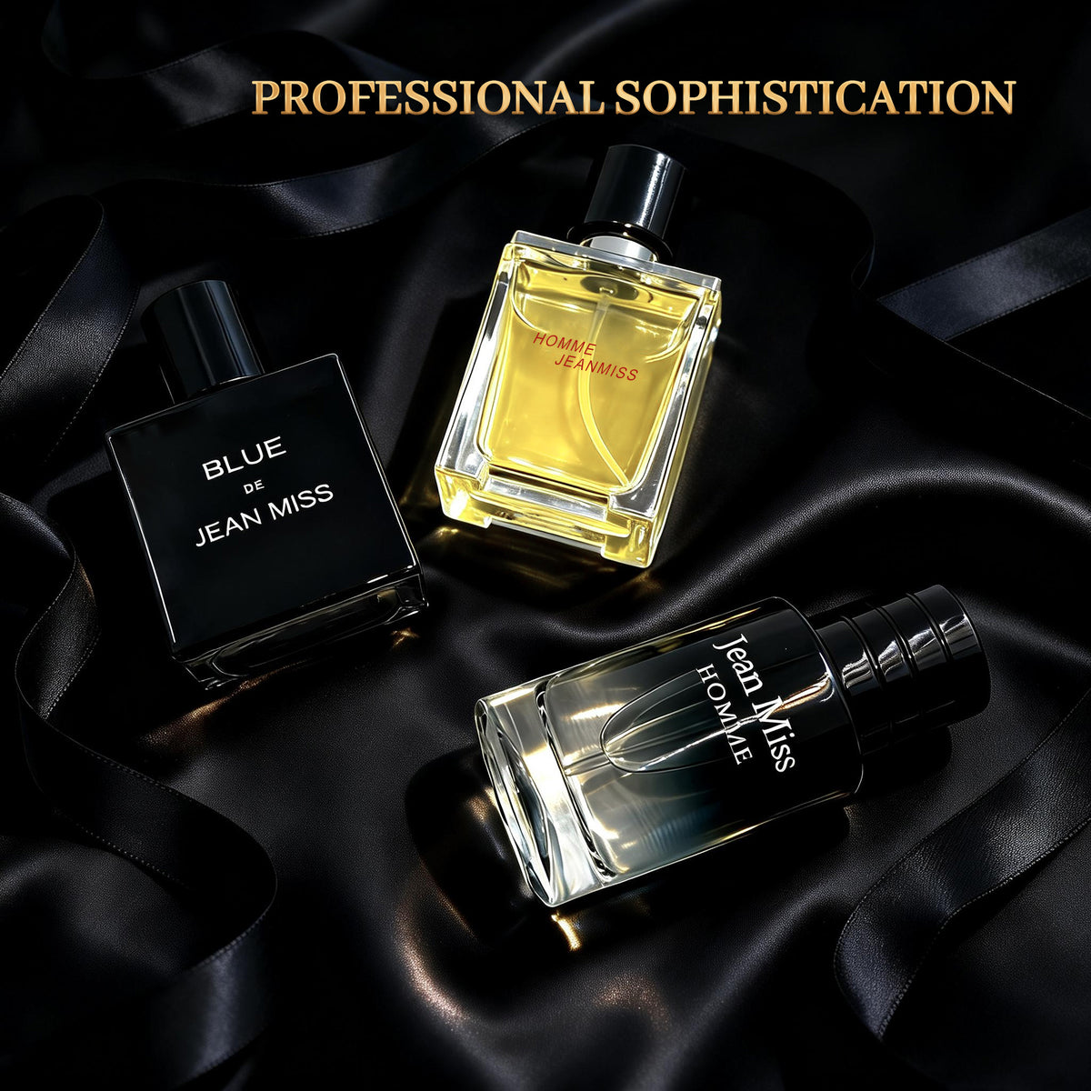 Jean Miss Black Luxury Men's Fragrance Gift Set, 3-Piece Perfume Collection with Fruity, Woody, Vanilla & Musk Notes.