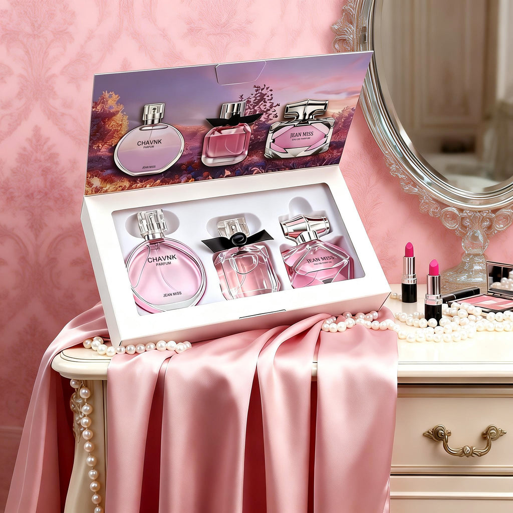 Scenting The Light Of Love 3-Piece Women’s Perfume Gift Set – Elegant Fragrance Collection, Lovely Pink Bottle Design, A Romantic Fragrance Gift for Every Special Moment.