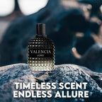Valencia UOMO for Men Eau De Parfum - Woody Aromatic Fragrance - Floral Twist Blended with a Cool Facet of Mineral Notes & Salt - Edgy yet Masculine Scent - Cologne or Everyday Use - 100ml Bottle