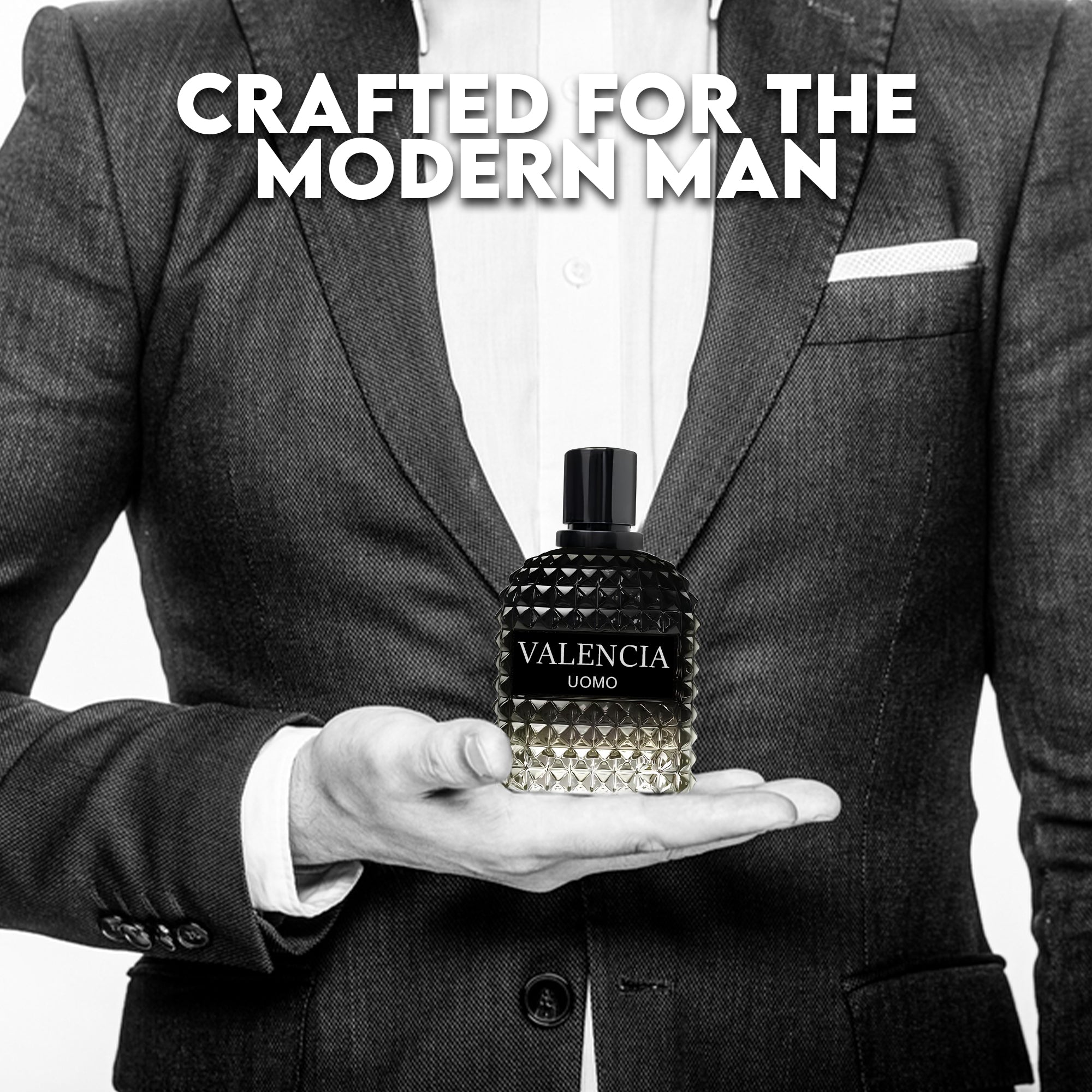 Valencia UOMO for Men Eau De Parfum - Woody Aromatic Fragrance - Floral Twist Blended with a Cool Facet of Mineral Notes & Salt - Edgy yet Masculine Scent - Cologne or Everyday Use - 100ml Bottle