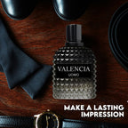 Valencia UOMO for Men Eau De Parfum - Woody Aromatic Fragrance - Floral Twist Blended with a Cool Facet of Mineral Notes & Salt - Edgy yet Masculine Scent - Cologne or Everyday Use - 100ml Bottle
